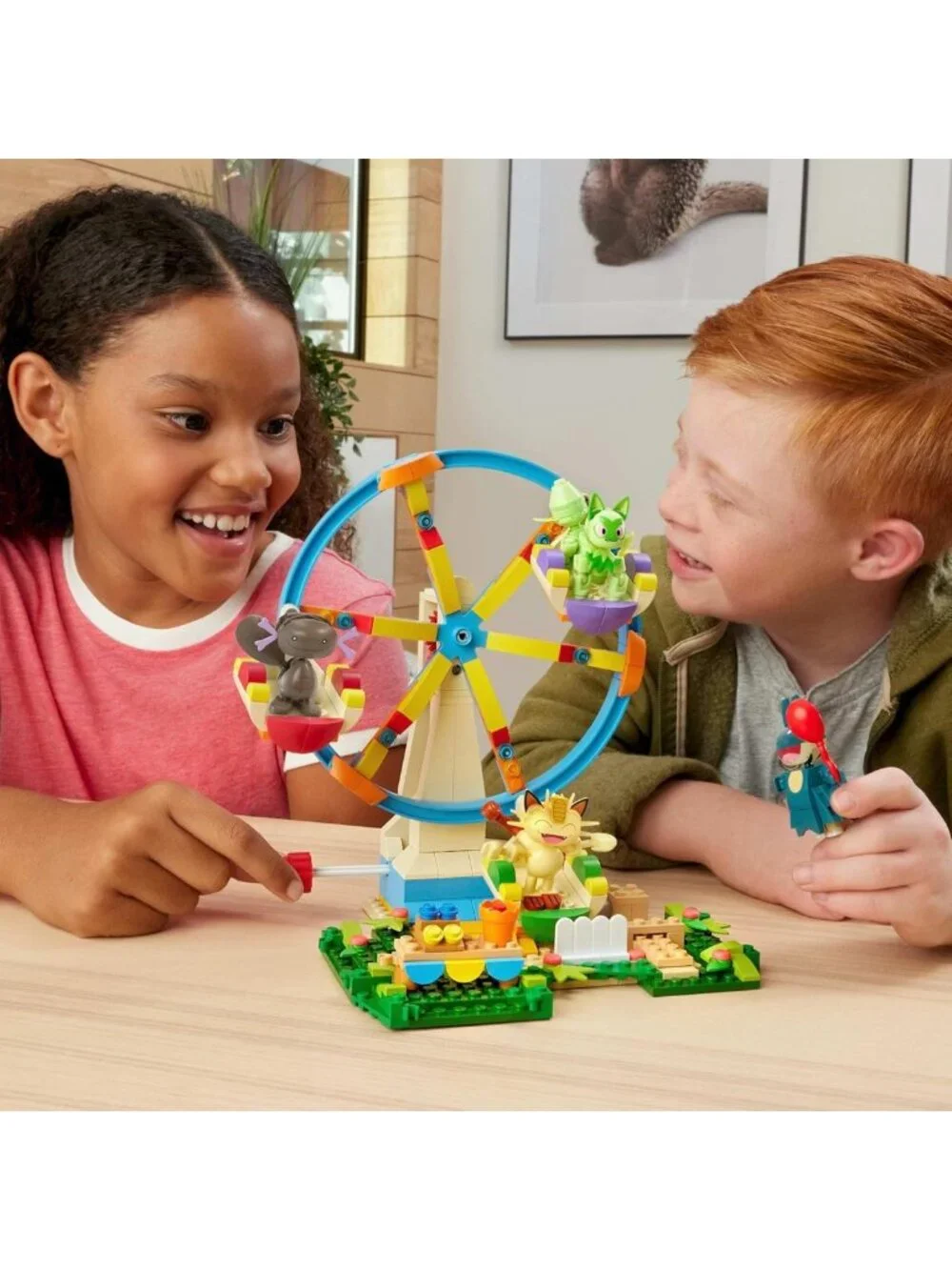 393-Piece Building Toy Set with Ferris Wheel & 4 Poseable Characters for Kids